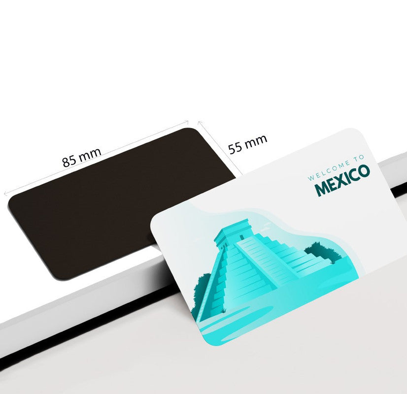 dhcrafts Rectangular Rubber Fridge Magnet / Magnetic Card Blue Mexico D2 Design Pack of 1 (8.6cm x 5.4cm)